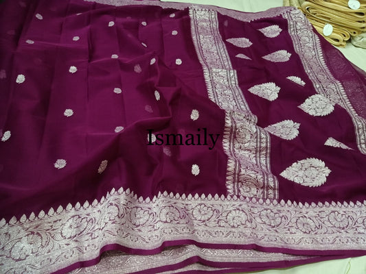 Byzantine Banarasi Pure Khaddi Georgette Kadwa Saree