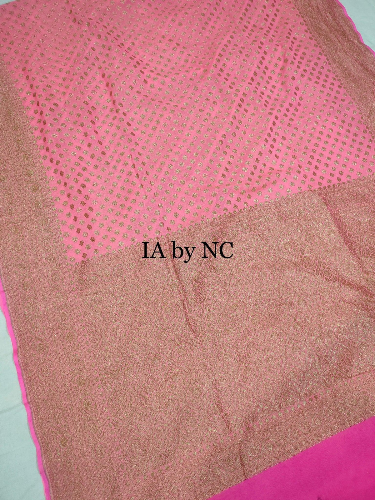Pink Banarasi Pure Khaddi Georgette Saree