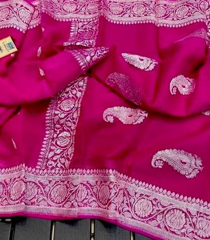 Rani Banarasi Pure Khaddi Georgette Kadwa Saree