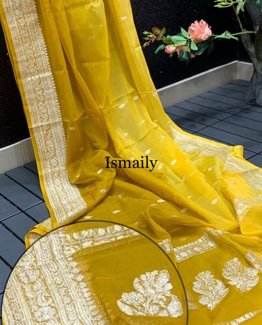 Dijon Banarasi Pure Khaddi Georgette Kadwa Saree