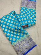 Turquoise Banarasi Pure Khaddi Georgette Saree