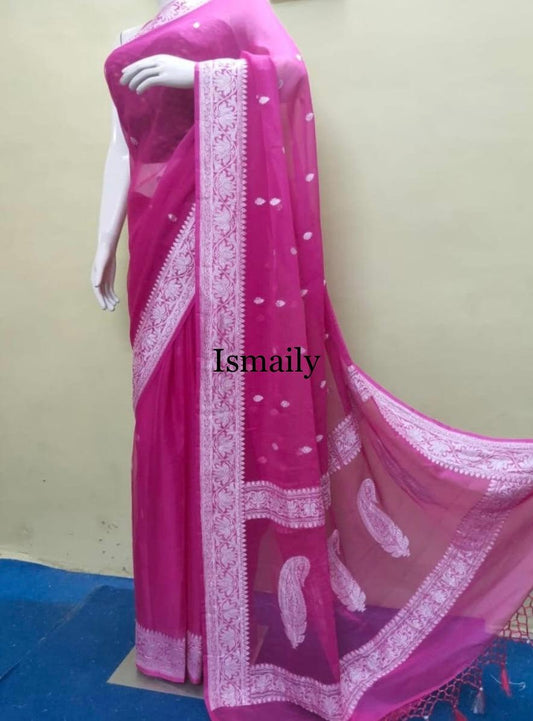 Rani Banarasi Pure Khaddi Georgette Kadwa Saree