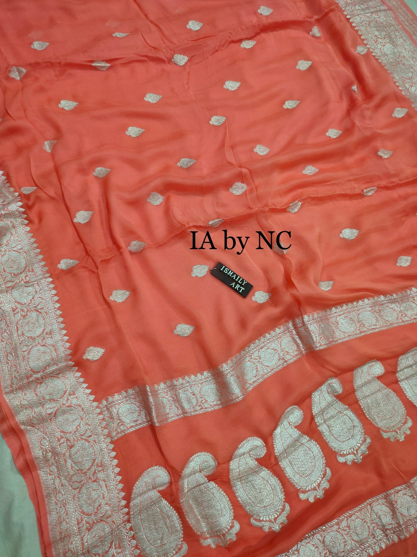 Salmon Banarasi Pure Khaddi Georgette Kadwa Saree