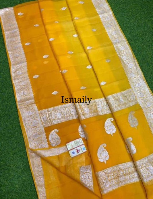 Fire Banarasi Pure Khaddi Georgette Kadwa Saree