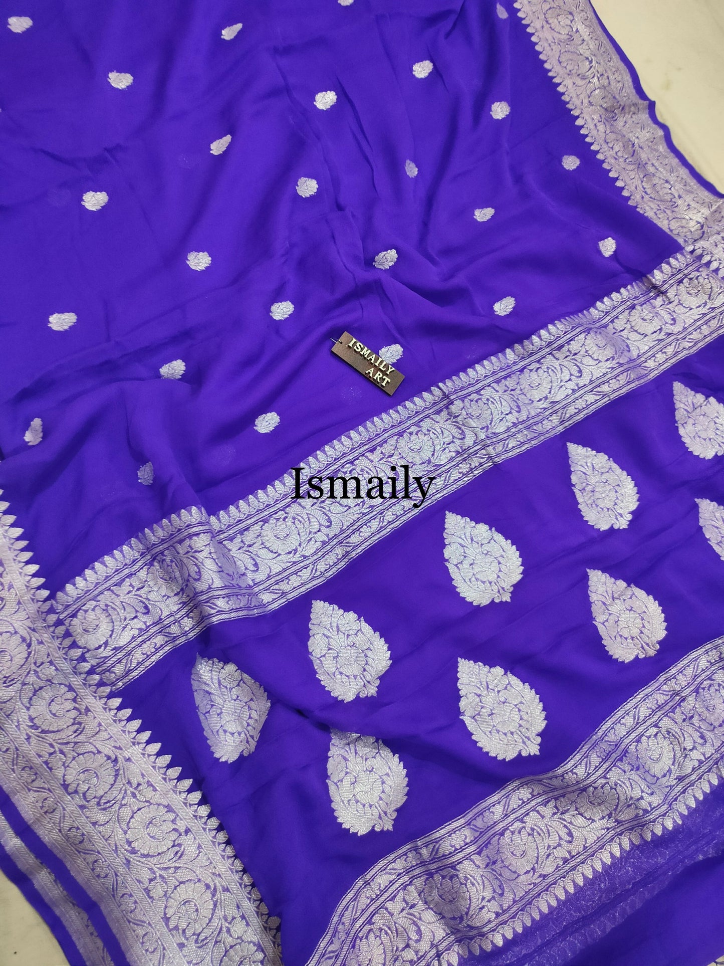 Grape Banarasi Pure Khaddi Georgette Kadwa Saree