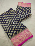 Black Banarasi Pure Khaddi Georgette Saree