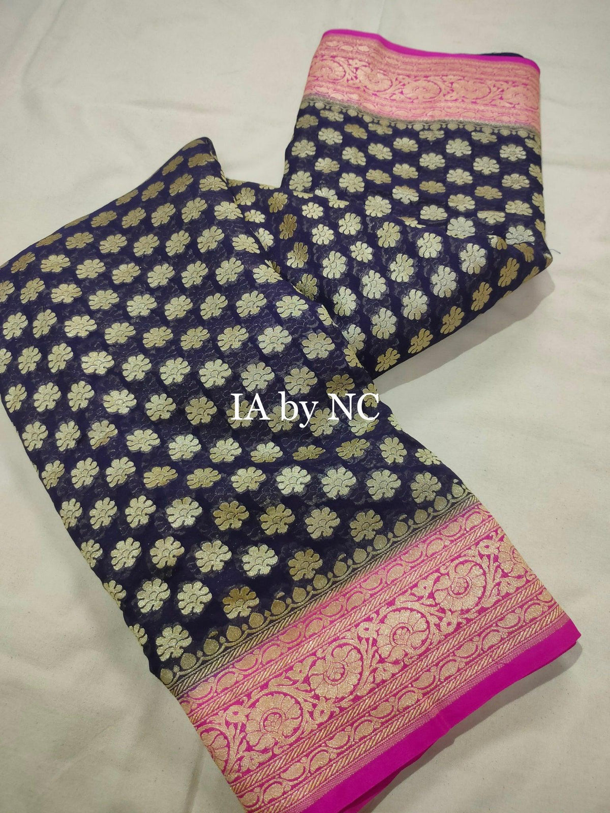 Black Banarasi Pure Khaddi Georgette Saree