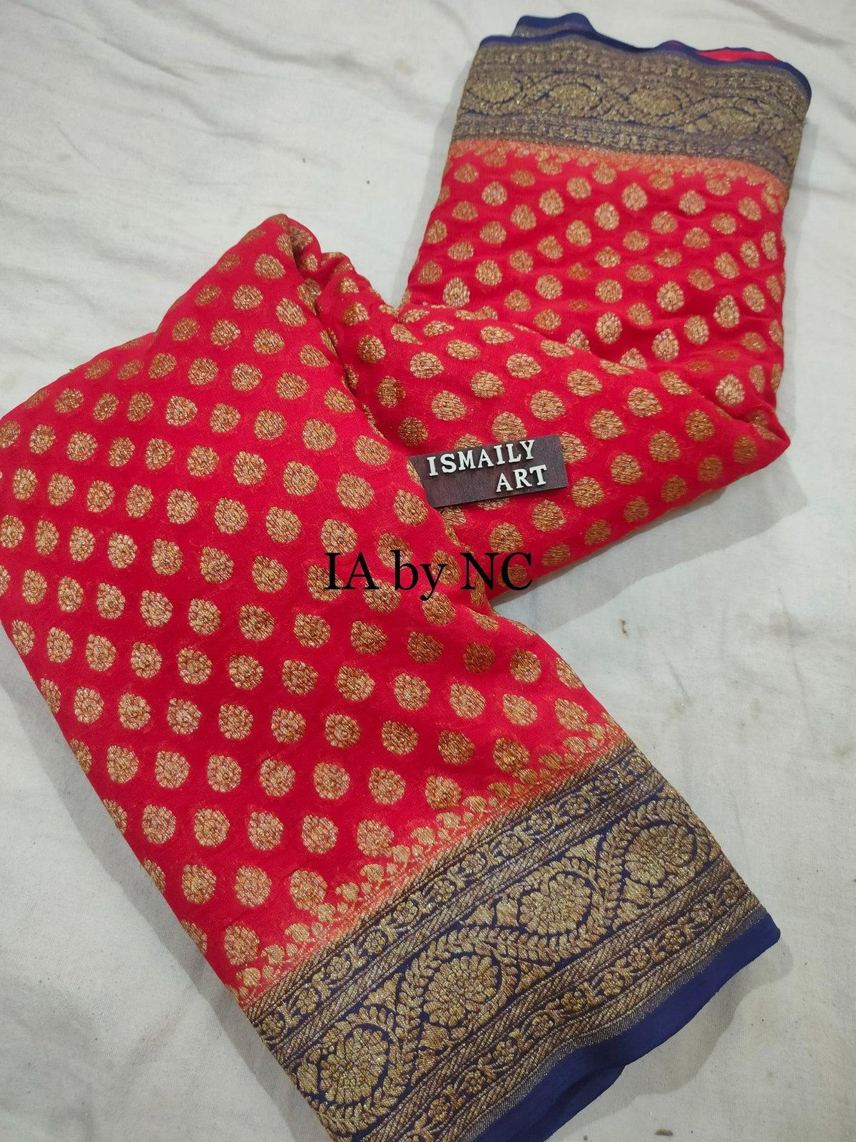 Chilli Banarasi Pure Khaddi Georgette Saree