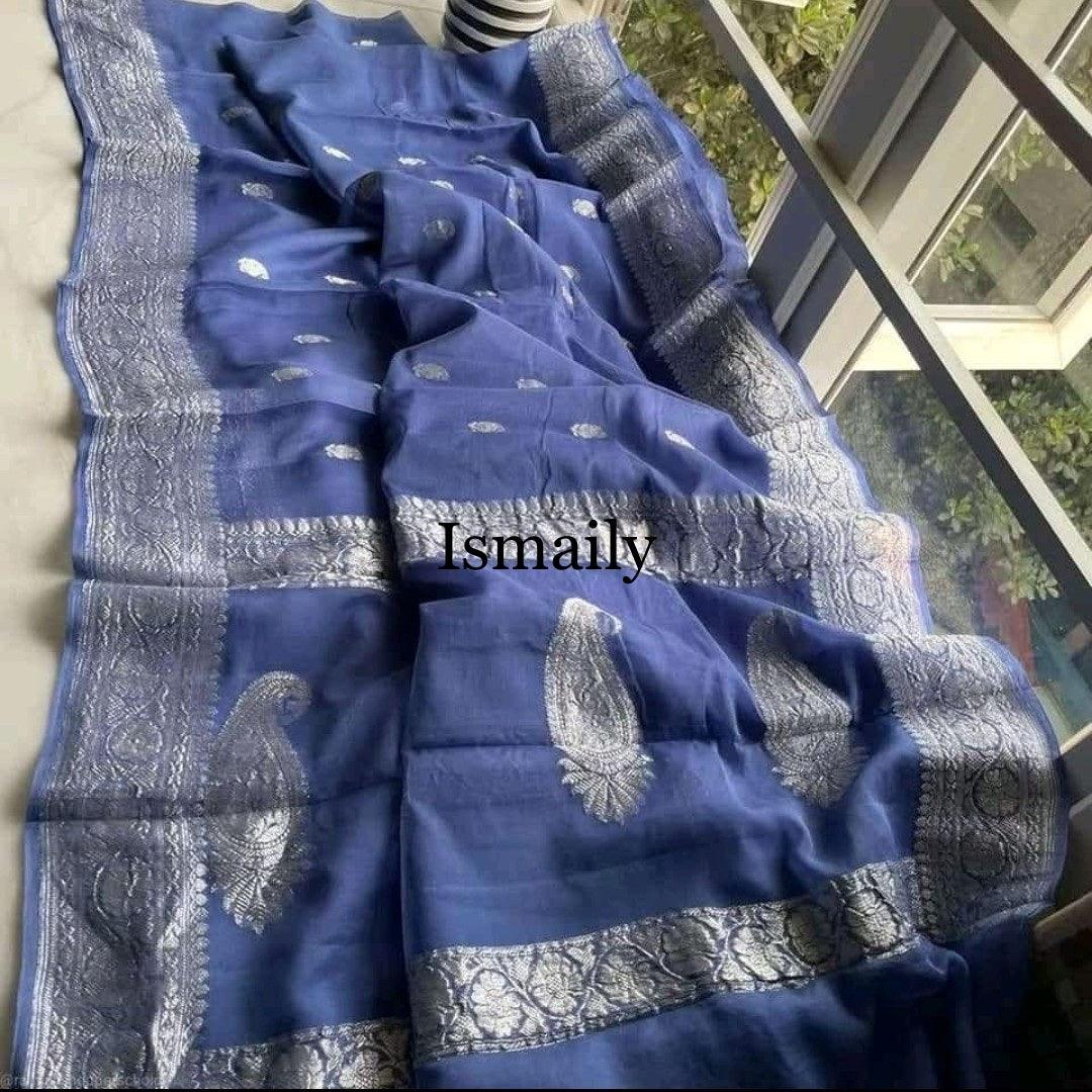 Twilight Banarasi Pure Khaddi Georgette Kadwa Saree