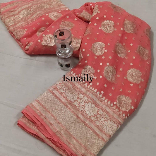 Indian Banarasi Pure Khaddi Georgette Saree