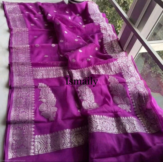 Fandango Banarasi Pure Khaddi Georgette Kadwa Saree