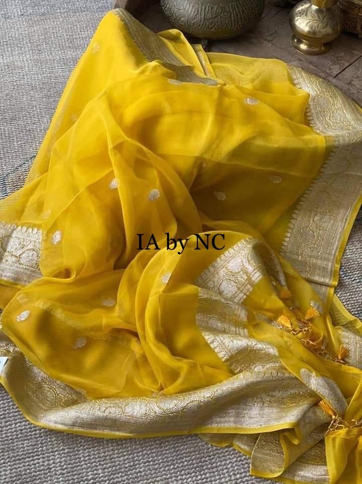 Cyber Banarasi Pure Khaddi Georgette Kadwa Saree