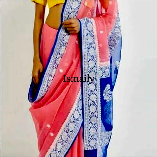 Cerise Banarasi Pure Khaddi Georgette Kadwa Saree