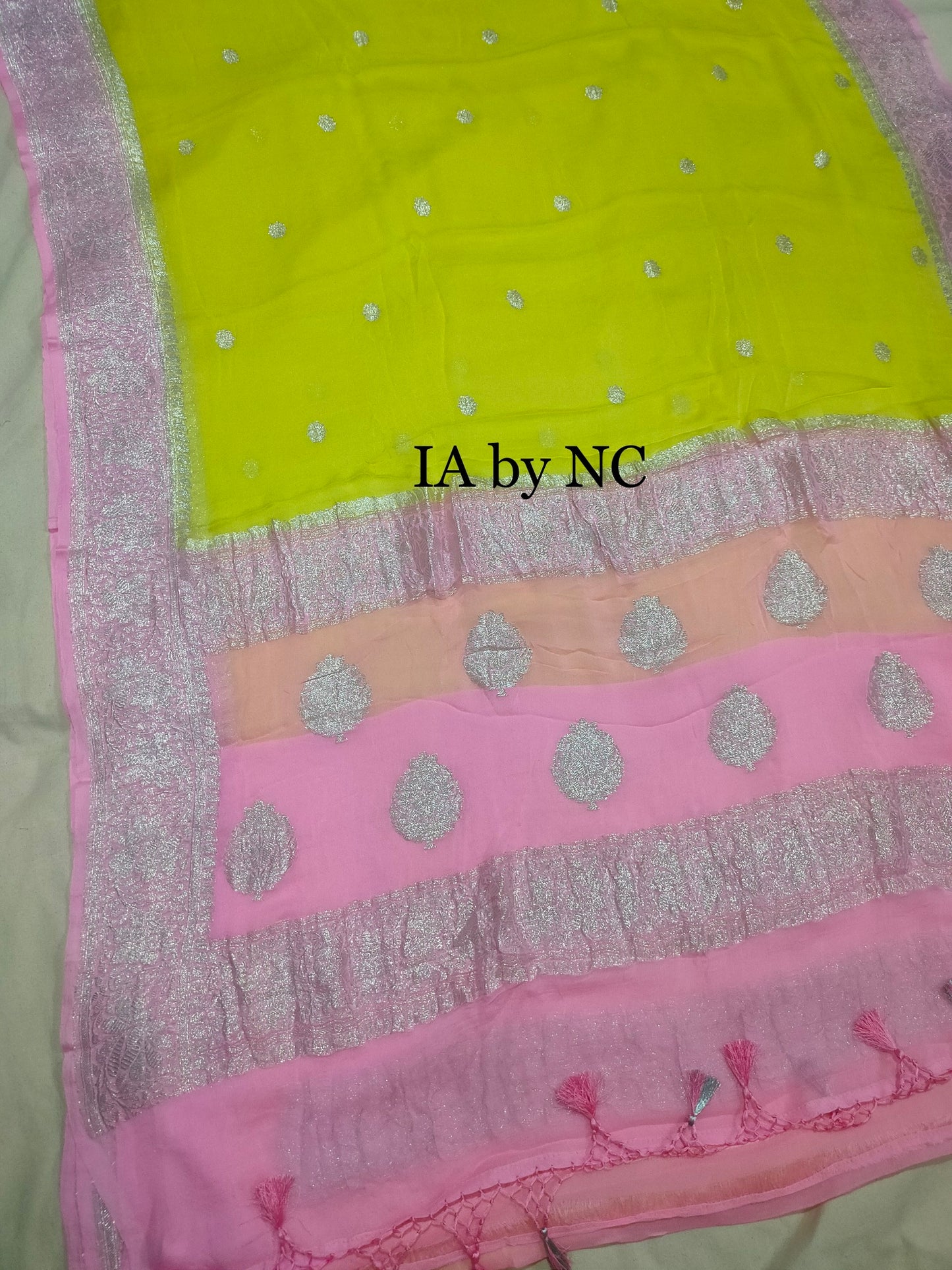 Pastel Banarasi Pure Khaddi Georgette Kadwa Saree