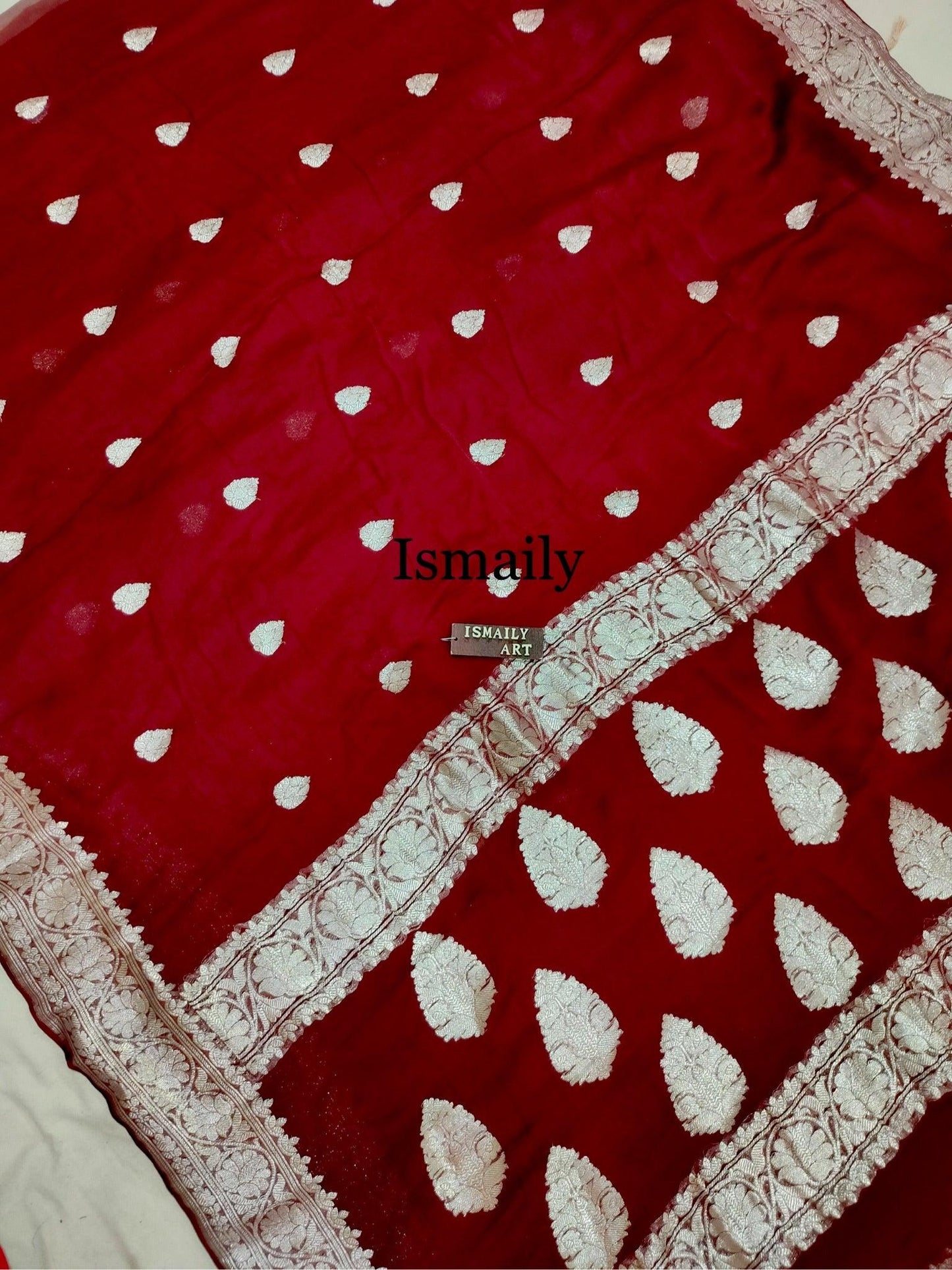 Burgundy Banarasi Pure Khaddi Georgette Kadwa Saree