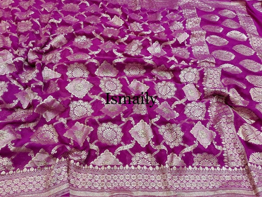 Byzantine Banarasi Pure Khaddi Georgette Saree