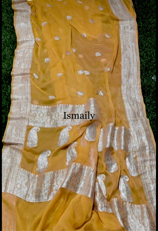 Dijon Banarasi Pure Khaddi Georgette Kadwa Saree