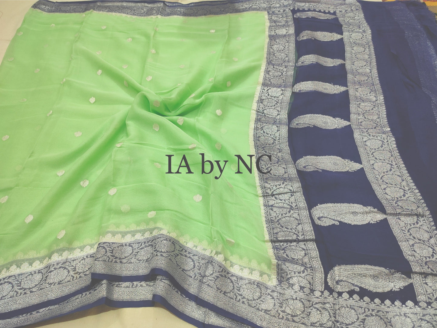 Mint Banarasi Pure Khaddi Georgette Kadwa Saree