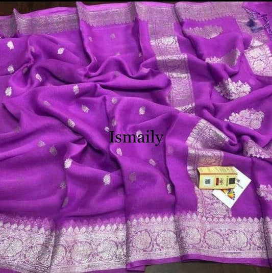 Lollipop Banarasi Pure Khaddi Georgette Kadwa Saree