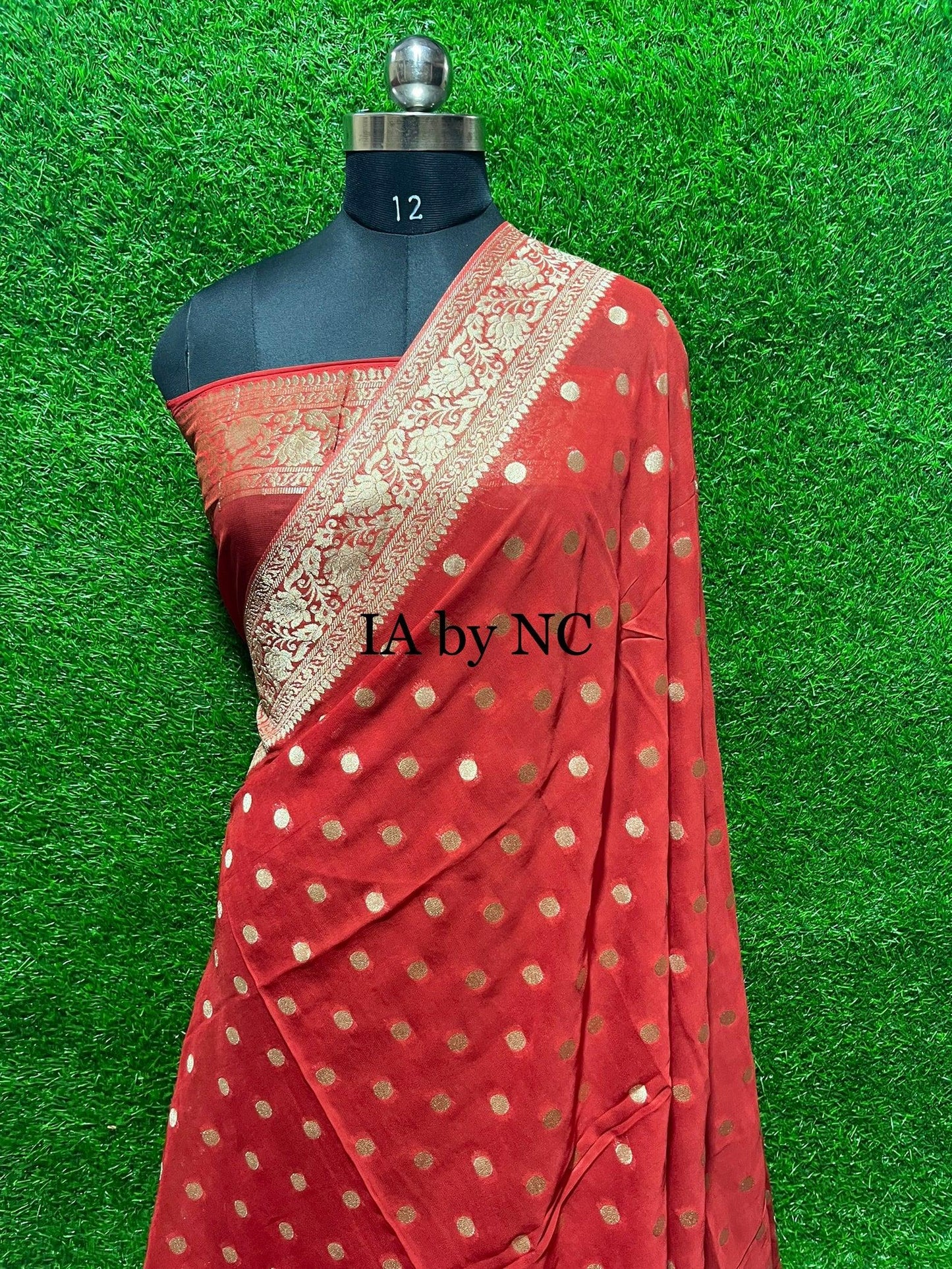 Red Banarasi Pure Georgette Saree