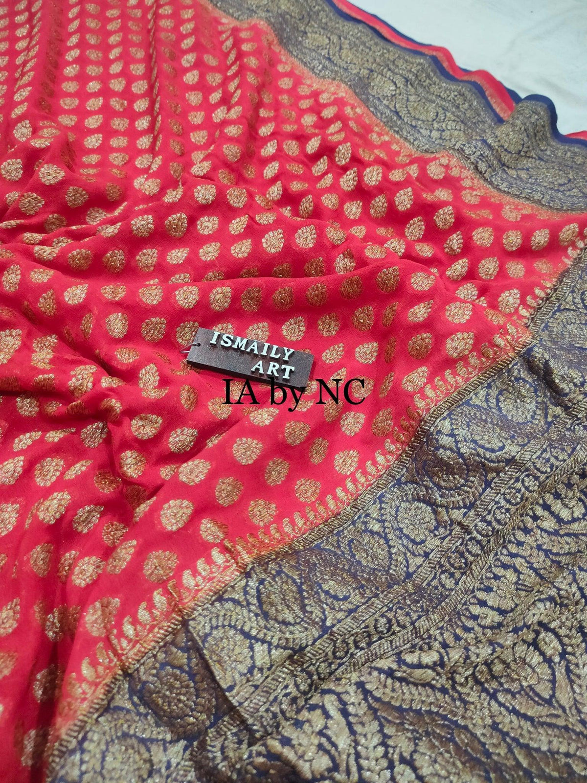Chilli Banarasi Pure Khaddi Georgette Saree