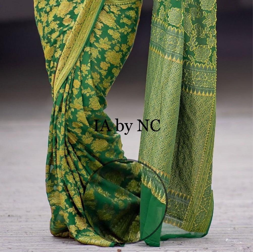 Bottle Banarasi Pure Khaddi Georgette Saree