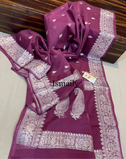 Byzantine Banarasi Pure Khaddi Georgette Kadwa Saree