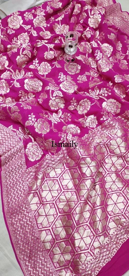 Rani Banarasi Pure Khaddi Georgette Saree