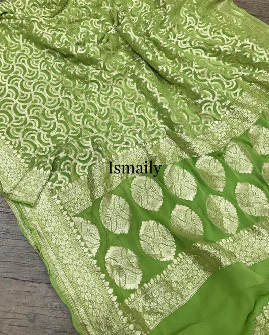 Fern Banarasi Pure Khaddi Georgette Saree