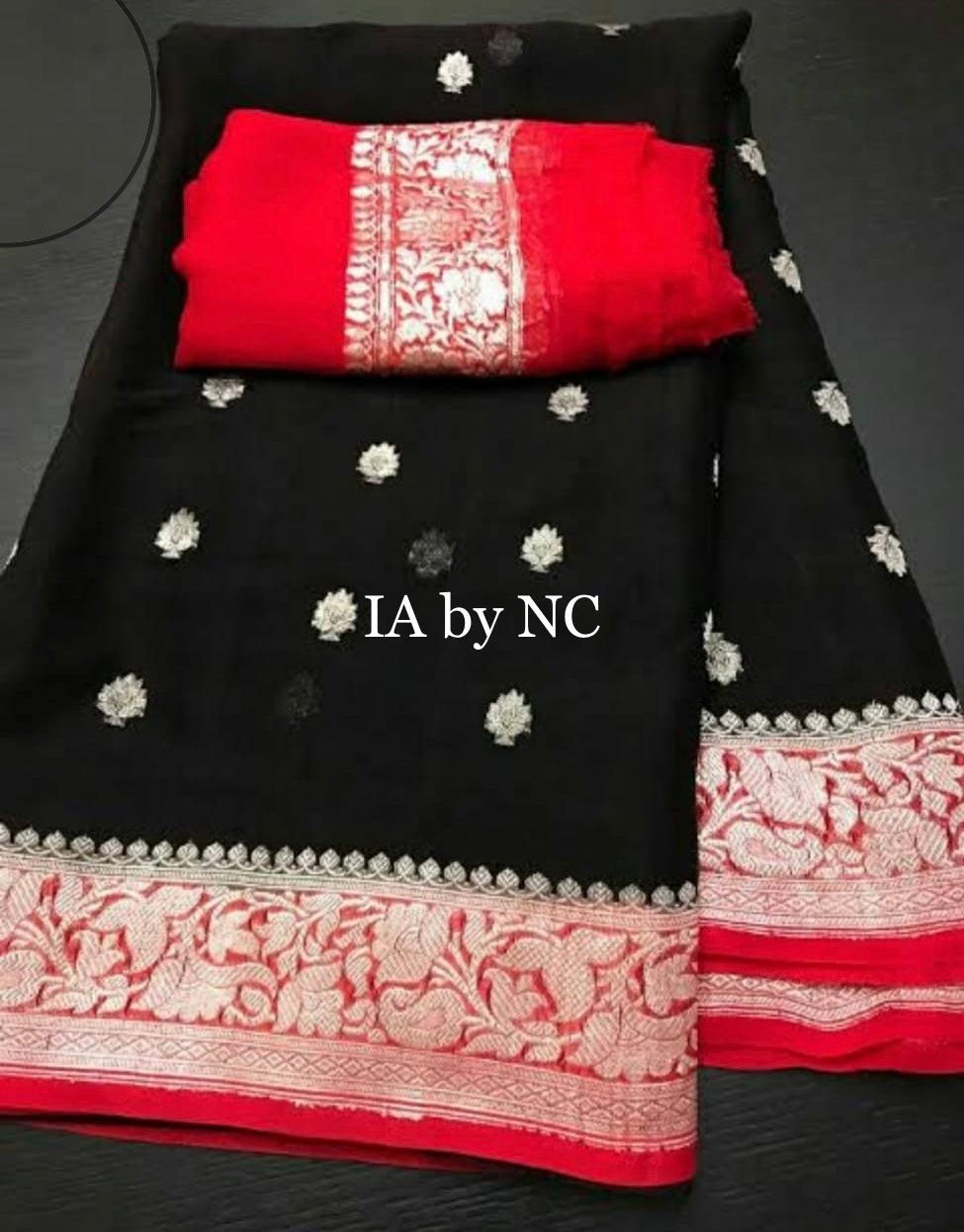 Black Banarasi Pure Khaddi Georgette Kadwa Saree