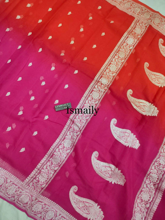 Rani Banarasi Pure Khaddi Georgette Kadwa Saree