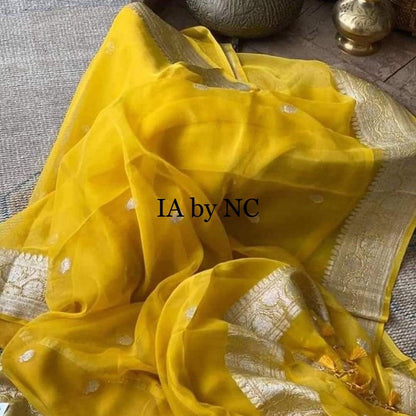 Cyber Banarasi Pure Khaddi Georgette Kadwa Saree