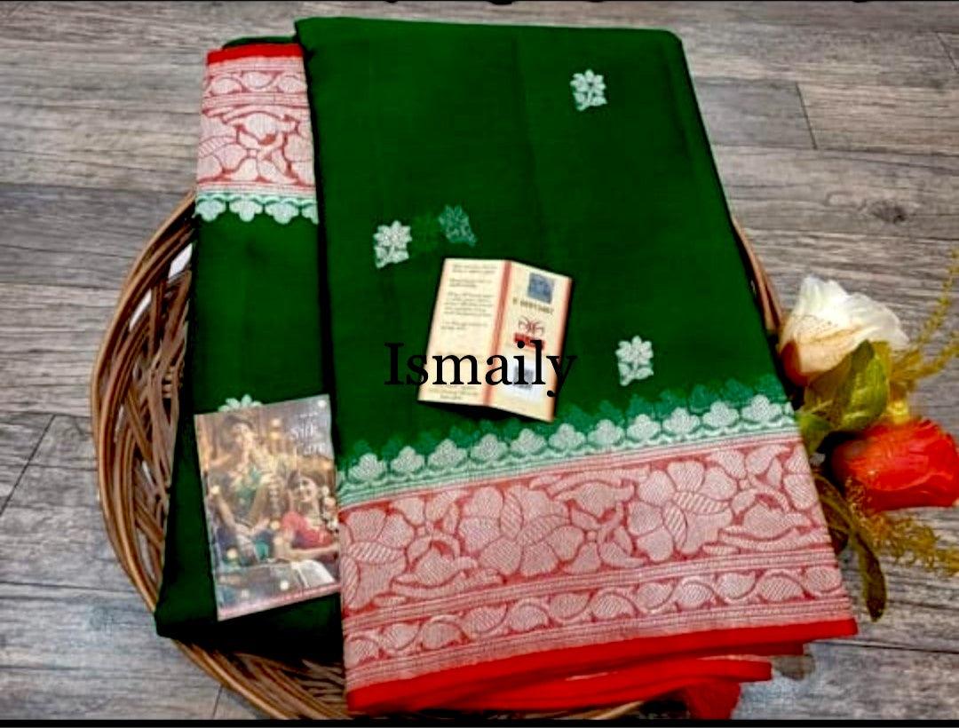 Bottle Banarasi Pure Khaddi Georgette Kadwa Saree