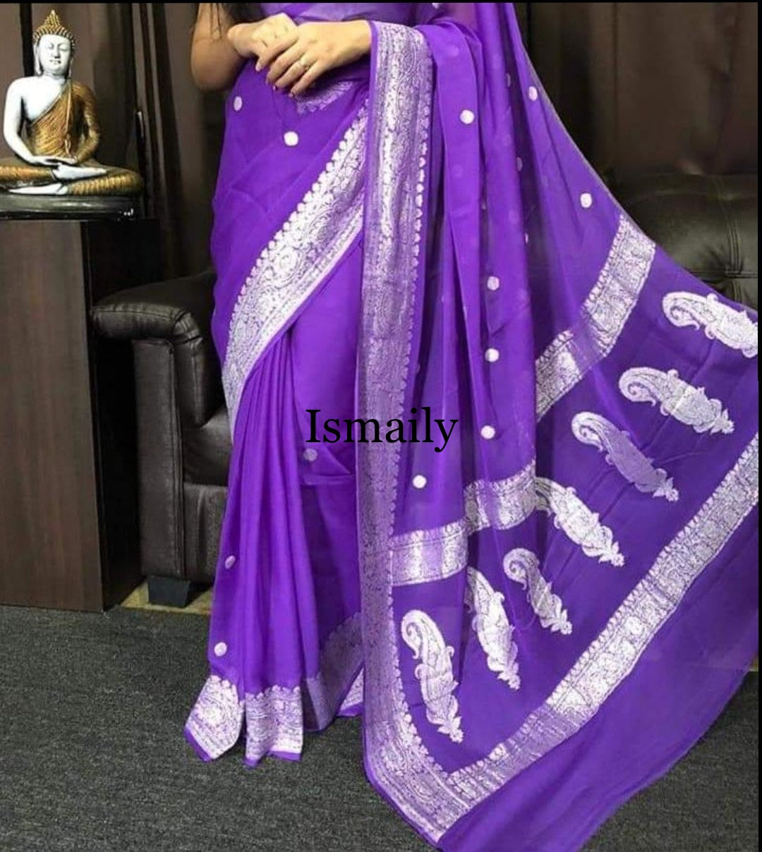 Purple Banarasi Pure Khaddi Georgette Kadwa Saree