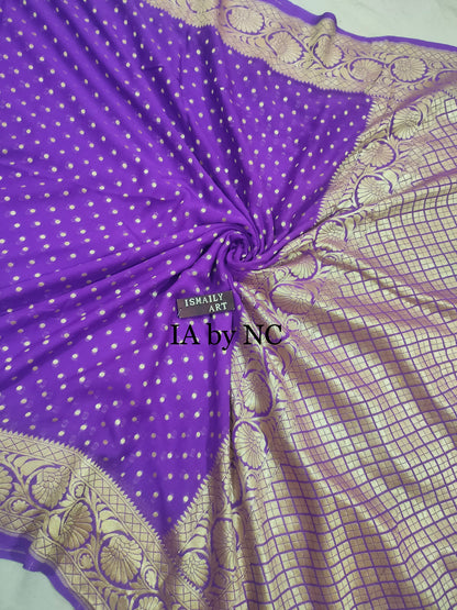 Purple Banarasi Pure Khaddi Georgette Saree