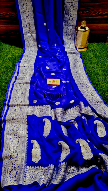 Royal Banarasi Pure Khaddi Georgette Kadwa Saree