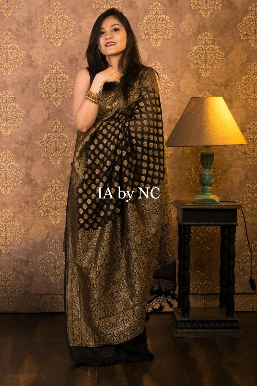 Black Banarasi Pure Khaddi Georgette Sarees