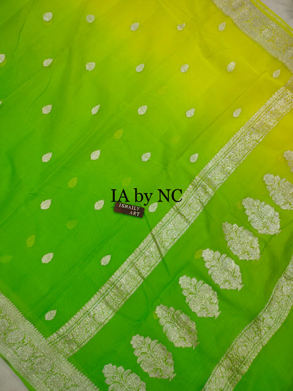 Kelly Banarasi Pure Khaddi Georgette Kadwa Saree