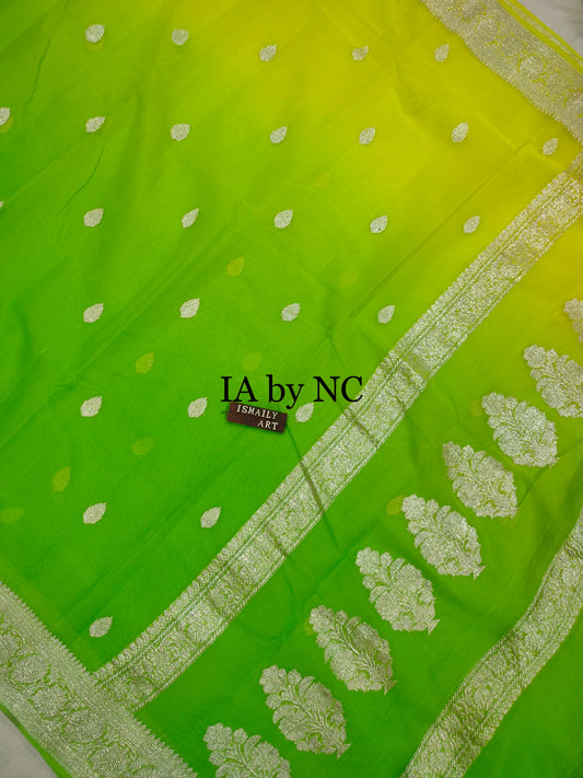 Kelly Banarasi Pure Khaddi Georgette Kadwa Saree