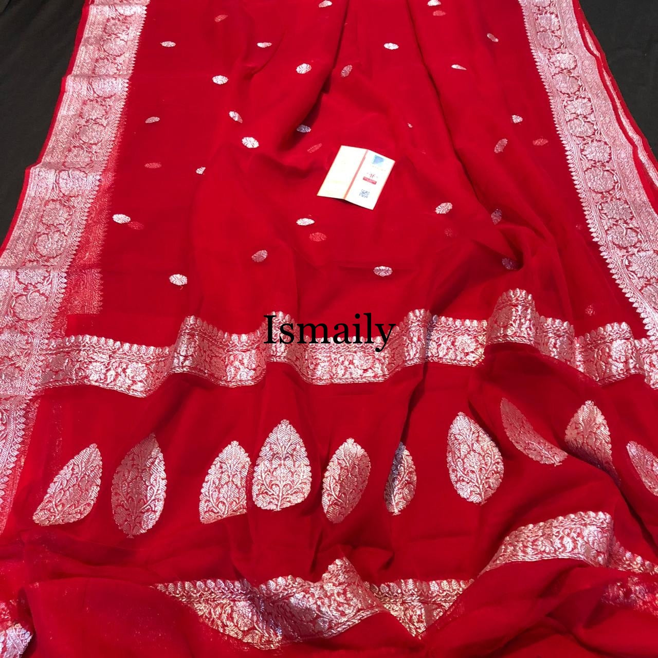 Crimson Banarasi Pure Khaddi Georgette Kadwa Saree