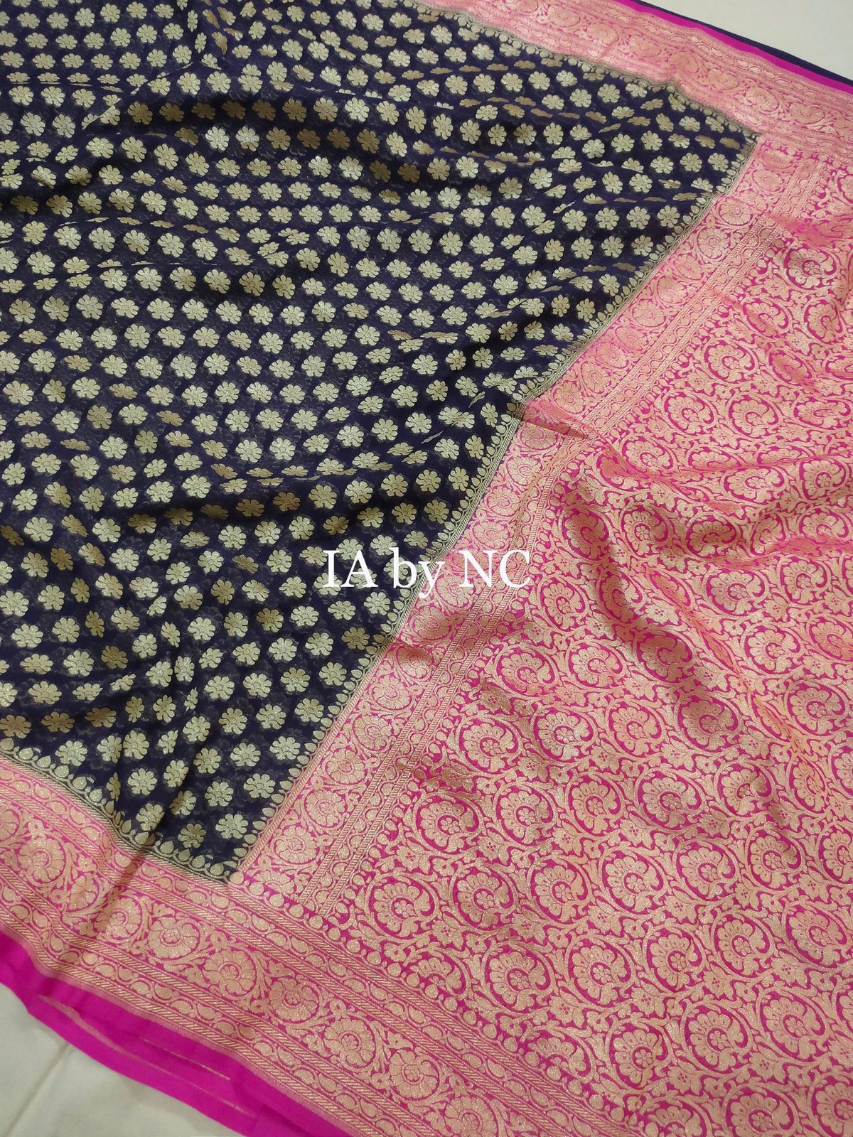 Black Banarasi Pure Khaddi Georgette Saree
