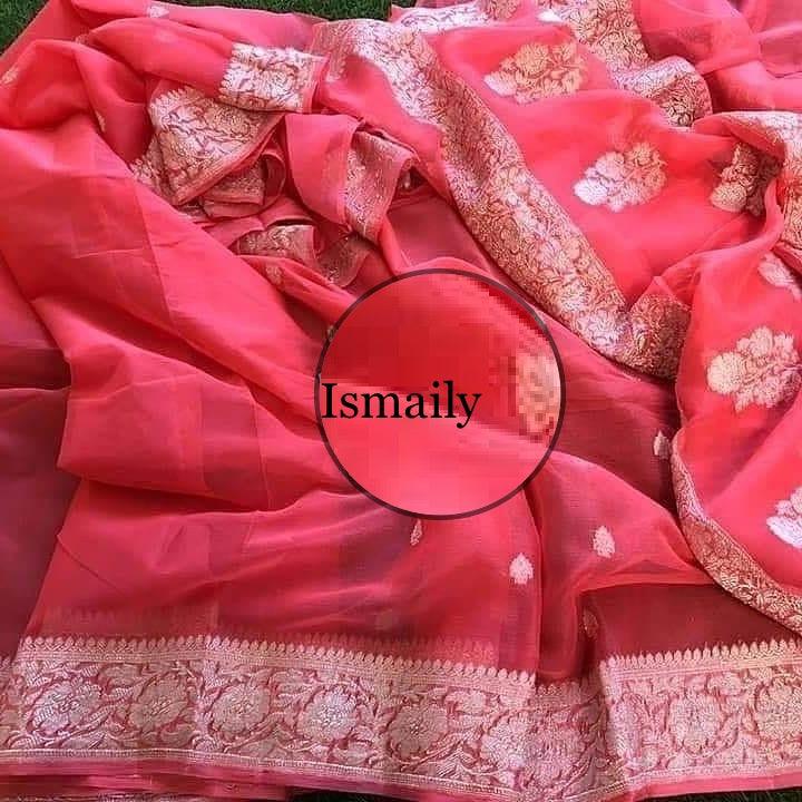 Cerise Banarasi Pure Khaddi Georgette Kadwa Saree