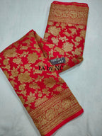 Crimson Banarasi Pure Khaddi Georgette Saree