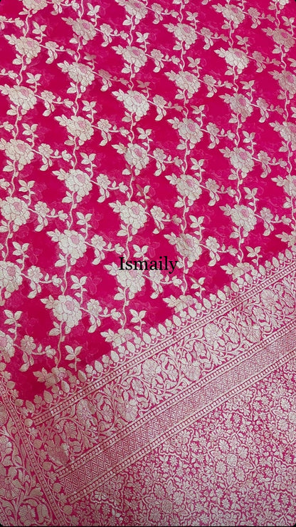 Ruby Banarasi Pure Khaddi Georgette Saree