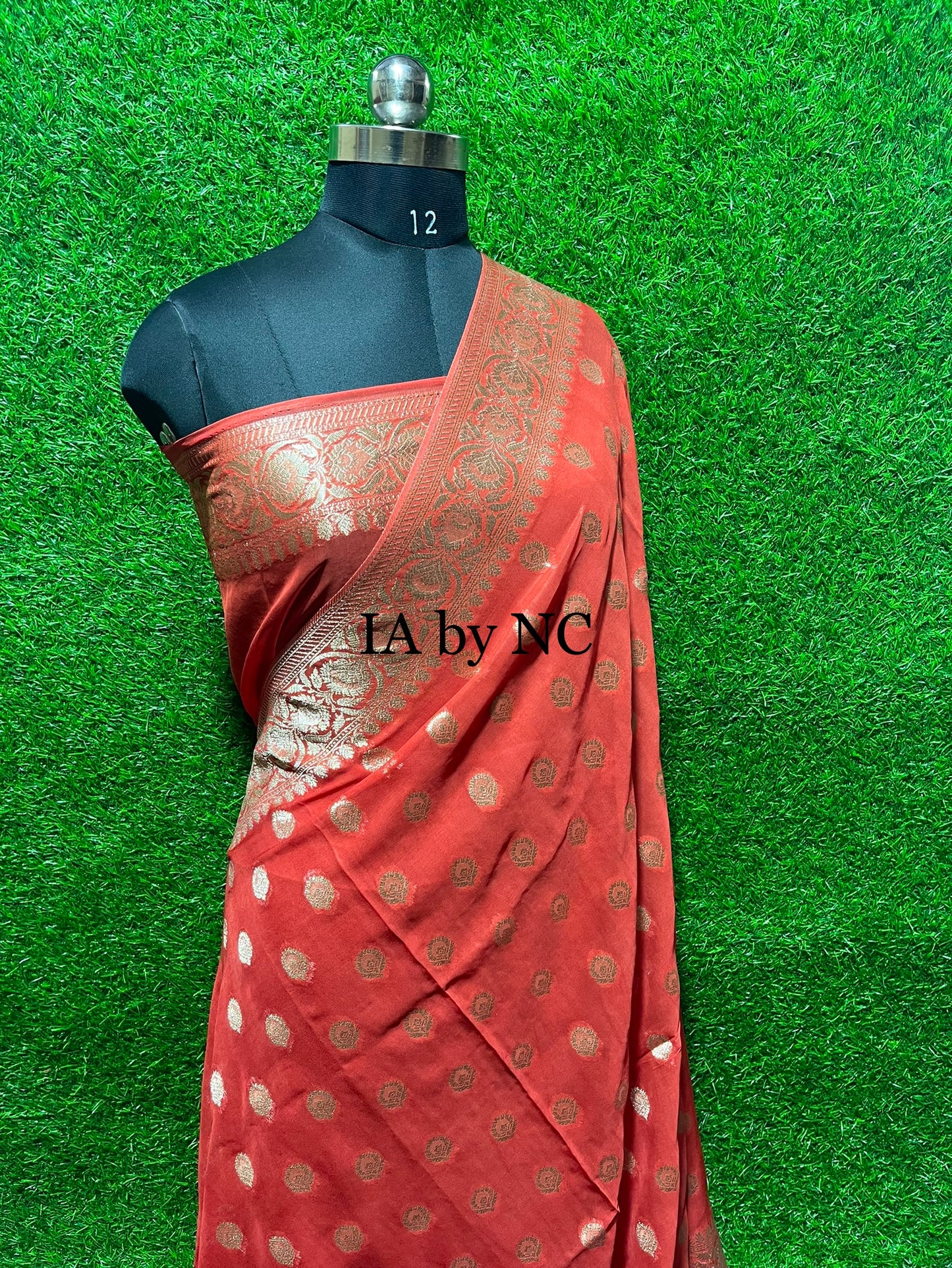 Scarlet Red Banarasi Pure Georgette Saree