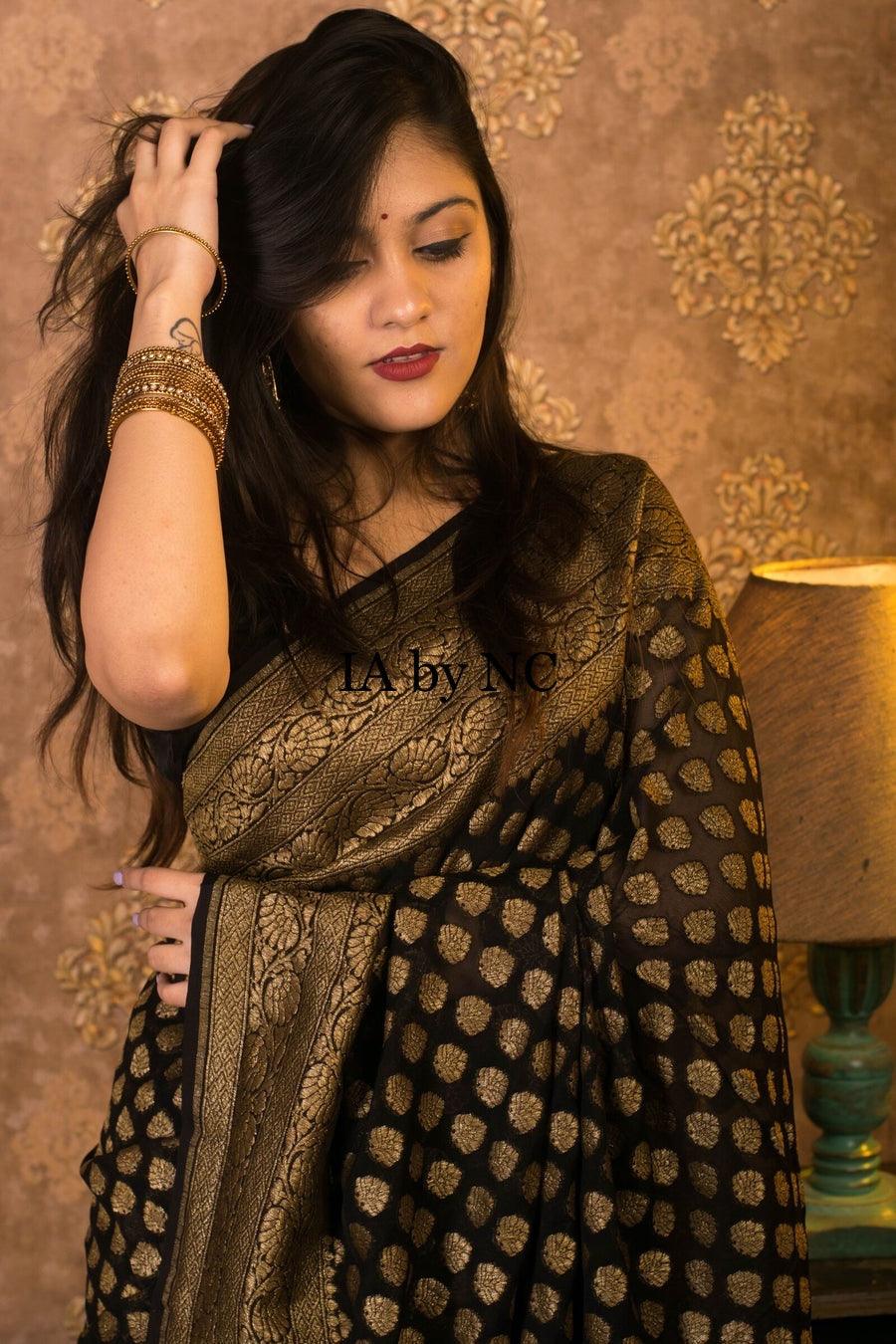 Black Banarasi Pure Khaddi Georgette Sarees