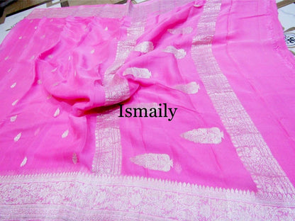 Rose Banarasi Pure Khaddi Georgette Kadwa Saree