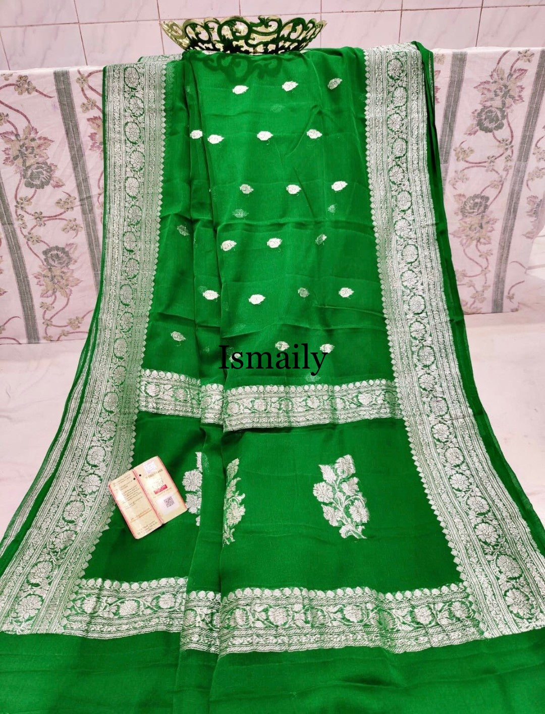 Cadmium Banarasi Pure Khaddi Georgette Kadwa Saree