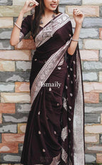 Mahogany Banarasi Pure Khaddi Georgette Kadwa Saree