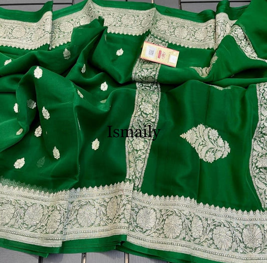 Bottle Banarasi Pure Khaddi Georgette Kadwa Saree